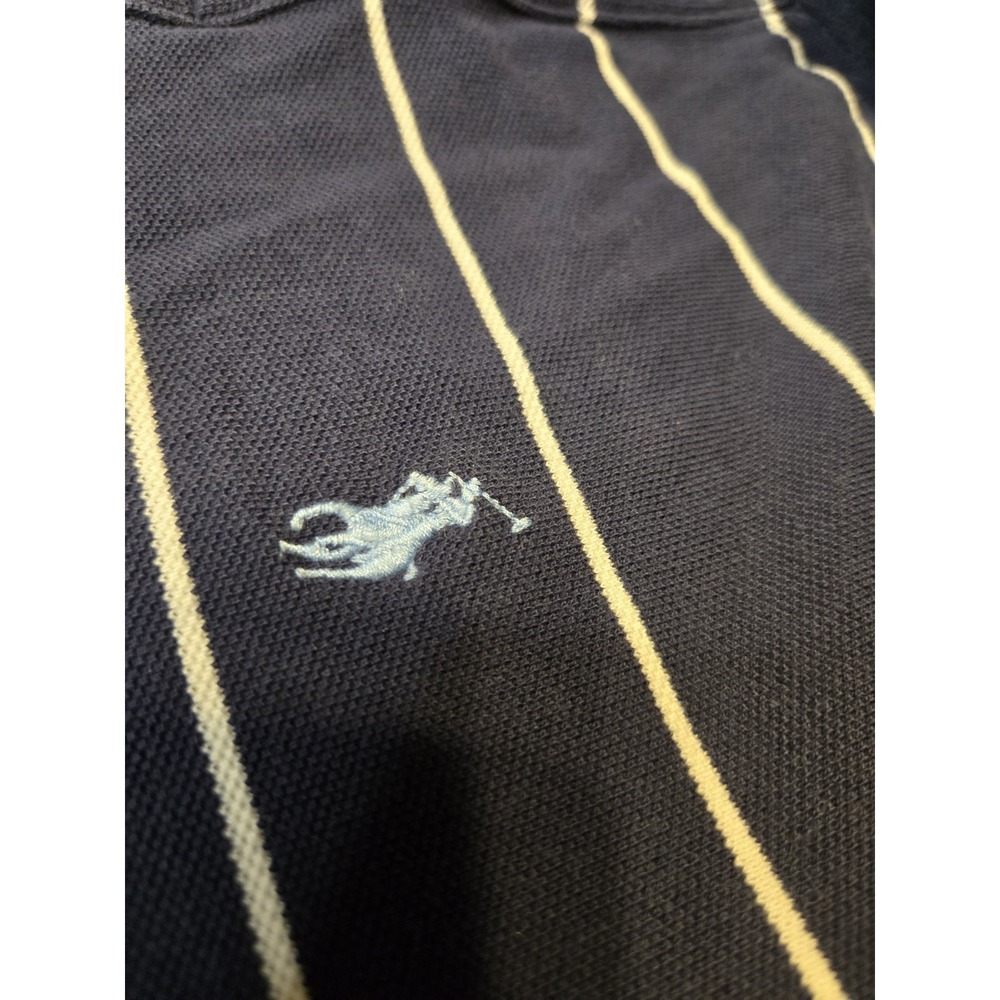 Polo Ralph Lauren Polo Shirt Mens Extra Large Navy White‎ Striped Luxe Preppy - Picture 4 of 7